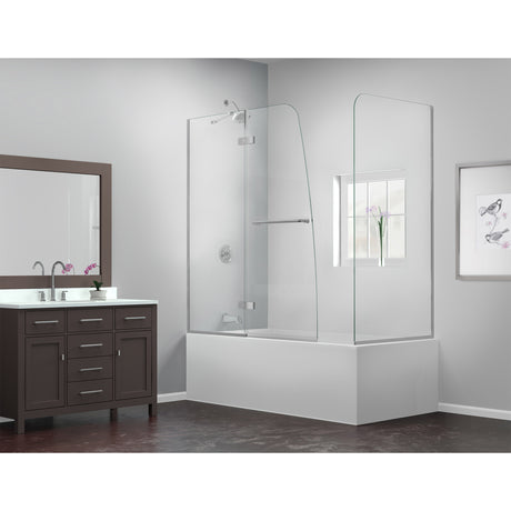 DreamLine Aqua Ultra 48 in. W x 30 in. D x 58 in. H Frameless Hinged Tub Door with Return Panel in Chrome