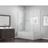 DreamLine Aqua Ultra 48 in. W x 30 in. D x 58 in. H Frameless Hinged Tub Door with Return Panel in Brushed Nickel