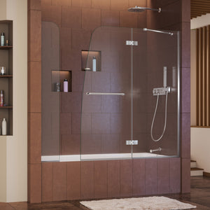 DreamLine Aqua Ultra 48 in. W x 58 in. H Frameless Hinged Tub Door with Extender Panel in Chrome