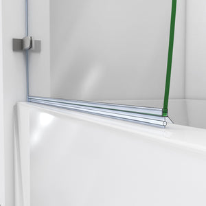 DreamLine Aqua Uno 56-60 in. W x 30 in. D x 58 in. H Frameless Hinged Tub Door with Return Panel in Brushed Nickel