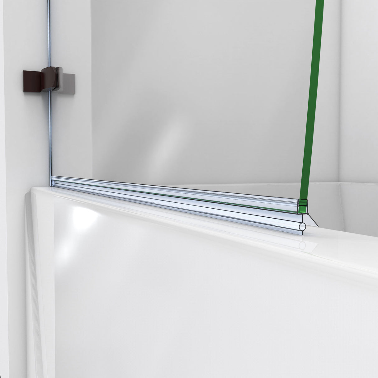 DreamLine Aqua Uno 56-60 in. W x 30 in. D x 58 in. H Frameless Hinged Tub Door with Return Panel in Oil Rubbed Bronze