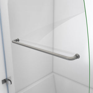 DreamLine Aqua Uno 56-60 in. W x 30 in. D x 58 in. H Frameless Hinged Tub Door with Return Panel in Brushed Nickel