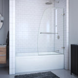 DreamLine Aqua Uno 34 in. W x 58 in. H Frameless Hinged Tub Door in Brushed Nickel