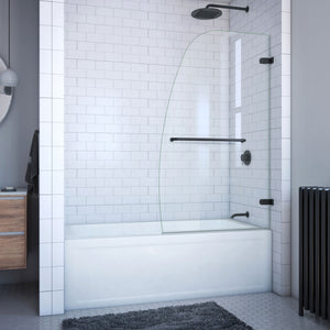 DreamLine Aqua Uno 34 in. W x 58 in. H Frameless Hinged Tub Door in Satin Black