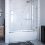 DreamLine Aqua Uno 56-60 in. W x 58 in. H Frameless Hinged Tub Door with Extender Panel in Brushed Nickel