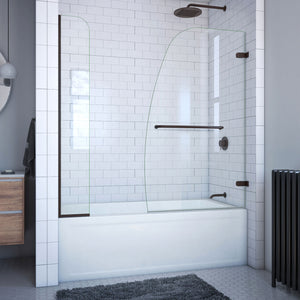 DreamLine Aqua Uno 56-60 in. W x 58 in. H Frameless Hinged Tub Door with Extender Panel in Oil Rubbed Bronze