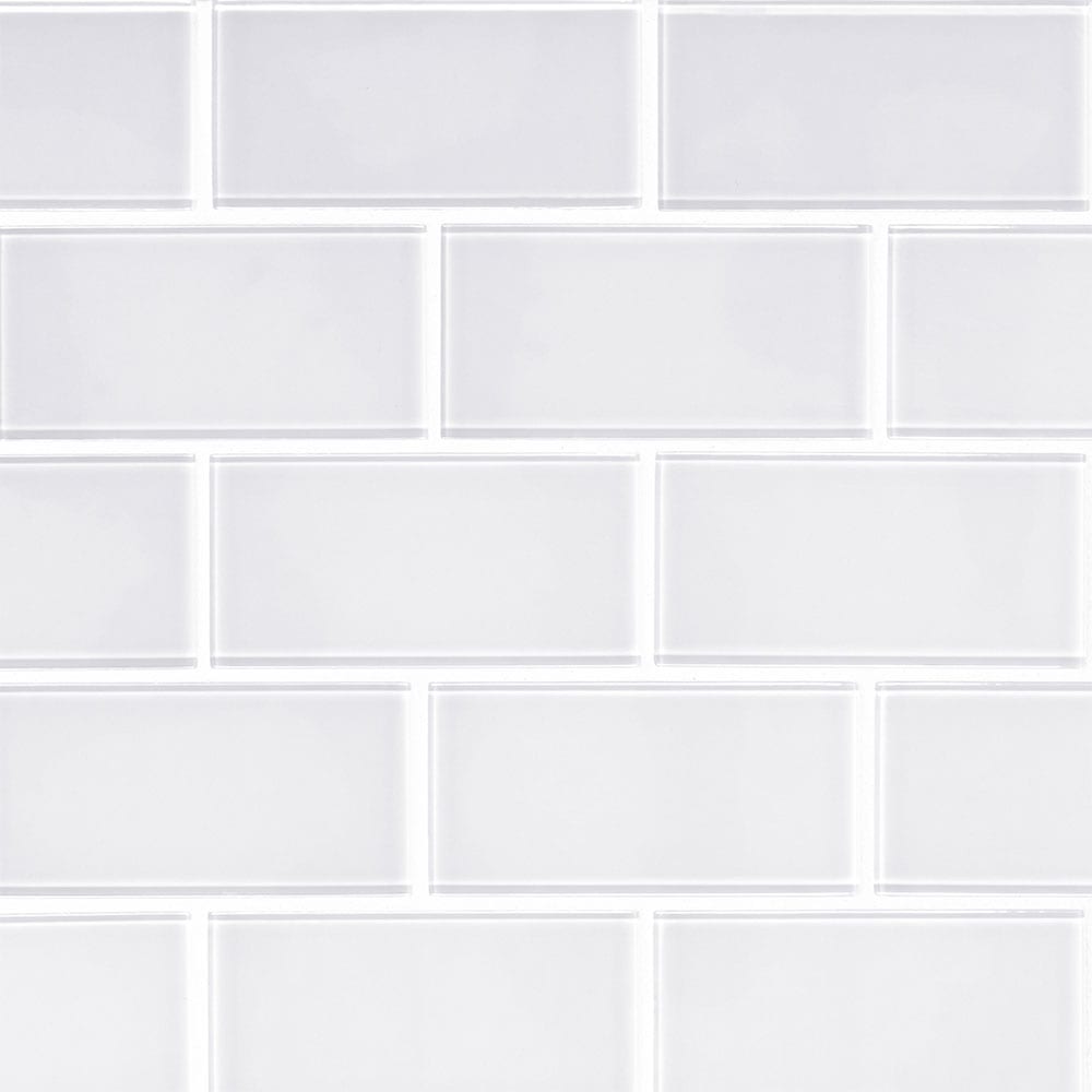 Arctic ice 3x6 glossy glass white subway tile SMOT-GL-T-AI36 product shot multiple tiles top view #Size_3"x6"