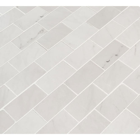 Aria ice 12x12 polished porcelain mesh mounted mosaic tile NARICE2X4P product shot multiple tiles angle view