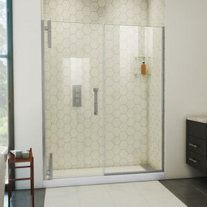 DreamLine Ascend 58 1/2-59 1/2 in. W x 72 in. H Frameless Pivot Shower Door in Brushed Nickel