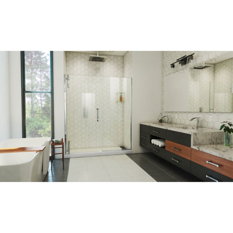 DreamLine Ascend 60 1/2-61 1/2 in. W x 72 in. H Frameless Pivot Shower Door in Chrome
