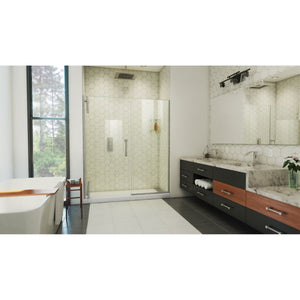 DreamLine Ascend 62 1/2-63 1/2 in. W x 72 in. H Frameless Pivot Shower Door in Brushed Nickel