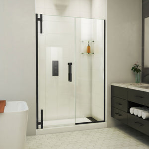 DreamLine Ascend 56-57 in. W x 72 in. H Frameless Pivot Shower Door in Satin Black
