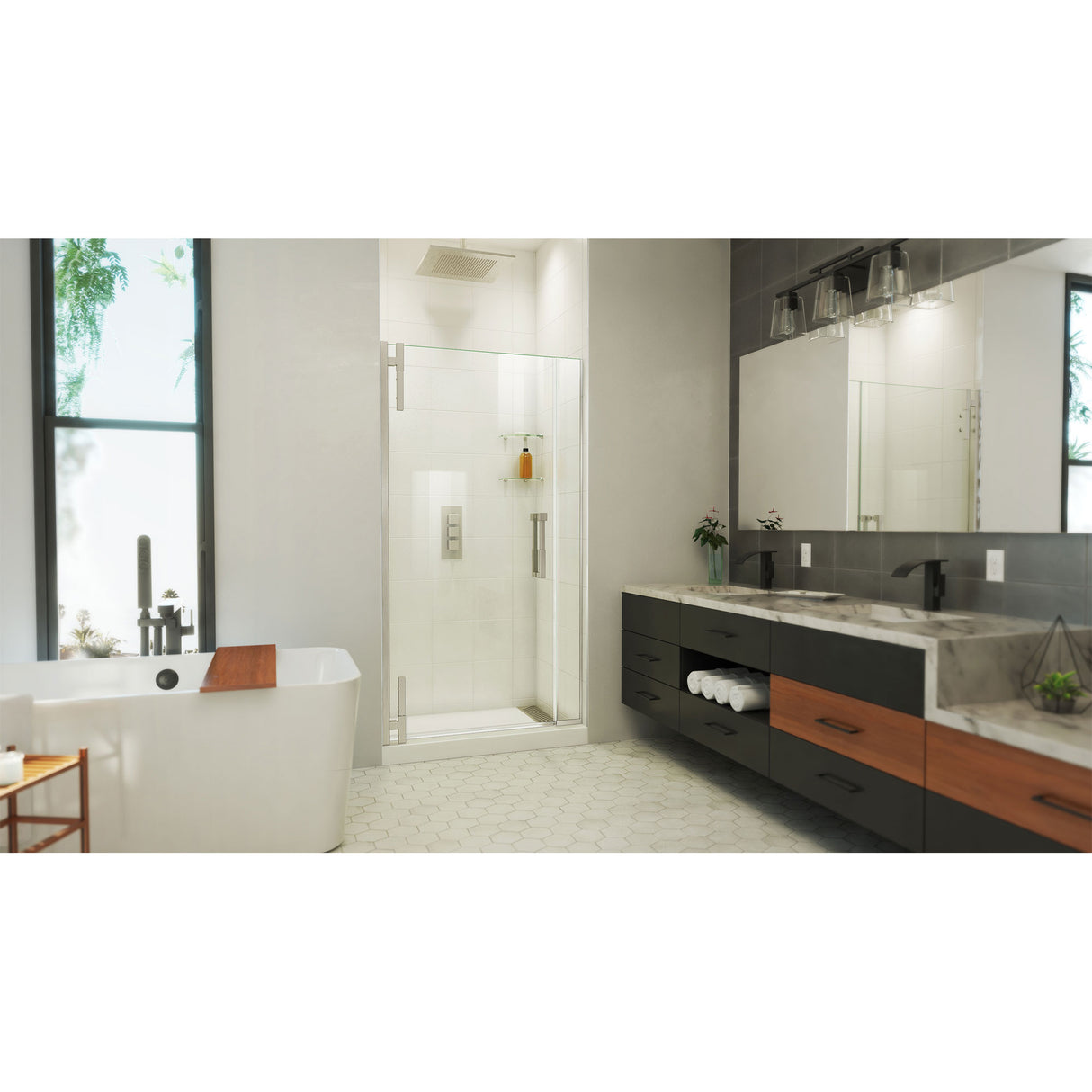 DreamLine Ascend 38-39 in. W x 72 in. H Frameless Pivot Shower Door in Brushed Nickel