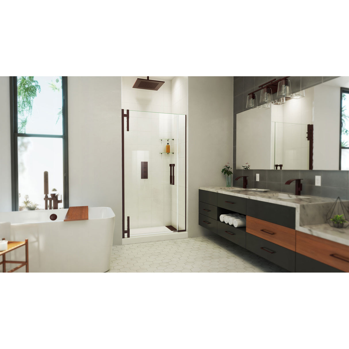 DreamLine Ascend 40 1/2-41 1/2 in. W x 72 in. H Frameless Pivot Shower Door in Oil Rubbed Bronze