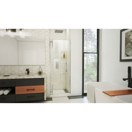 DreamLine Ascend 35 1/4-36 in. W x 72 in. H Frameless Pivot Shower Door in Brushed Nickel