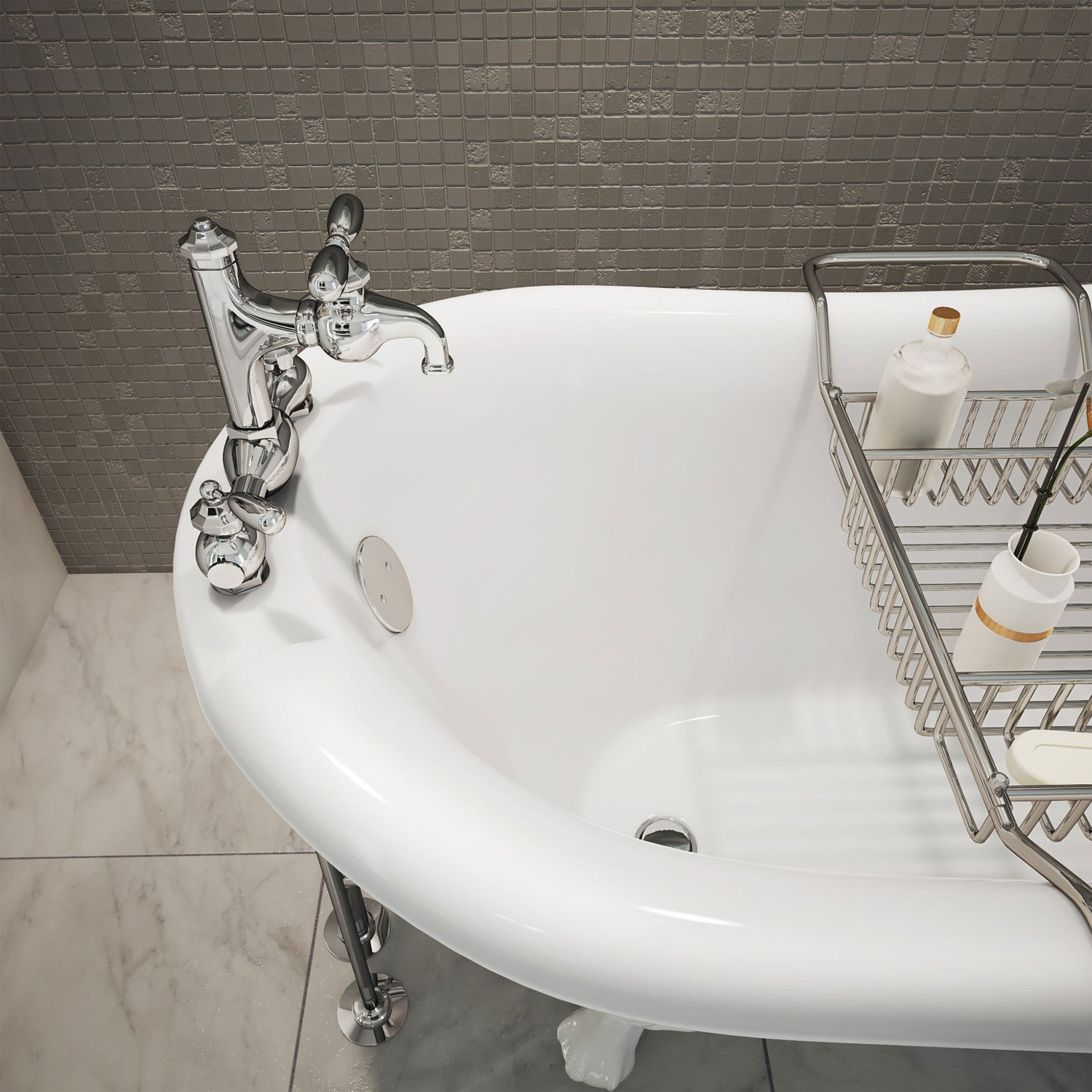 DreamLine Atlantic 61 in. L x 28 in. H Acrylic Freestanding Bathtub with White Finish