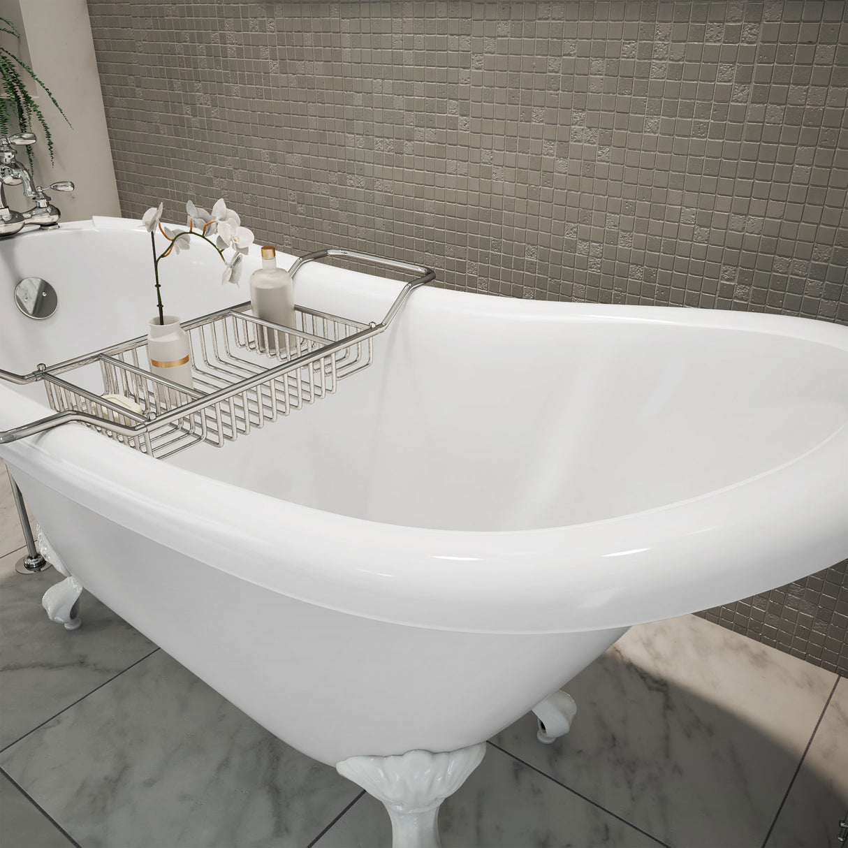 DreamLine Atlantic 61 in. L x 28 in. H Acrylic Freestanding Bathtub with White Finish