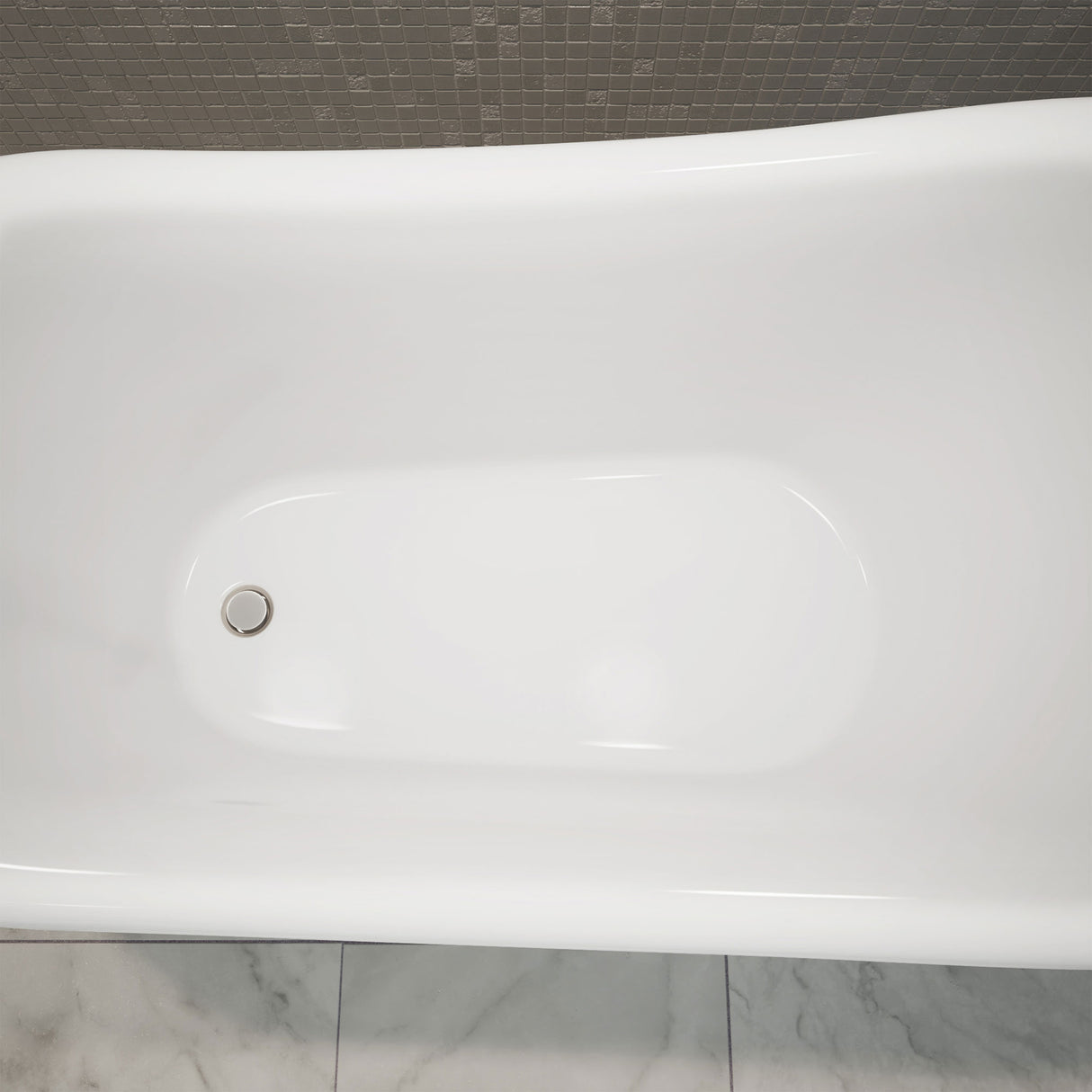 DreamLine Atlantic 61 in. L x 28 in. H Acrylic Freestanding Bathtub with Brushed Nickel Finish