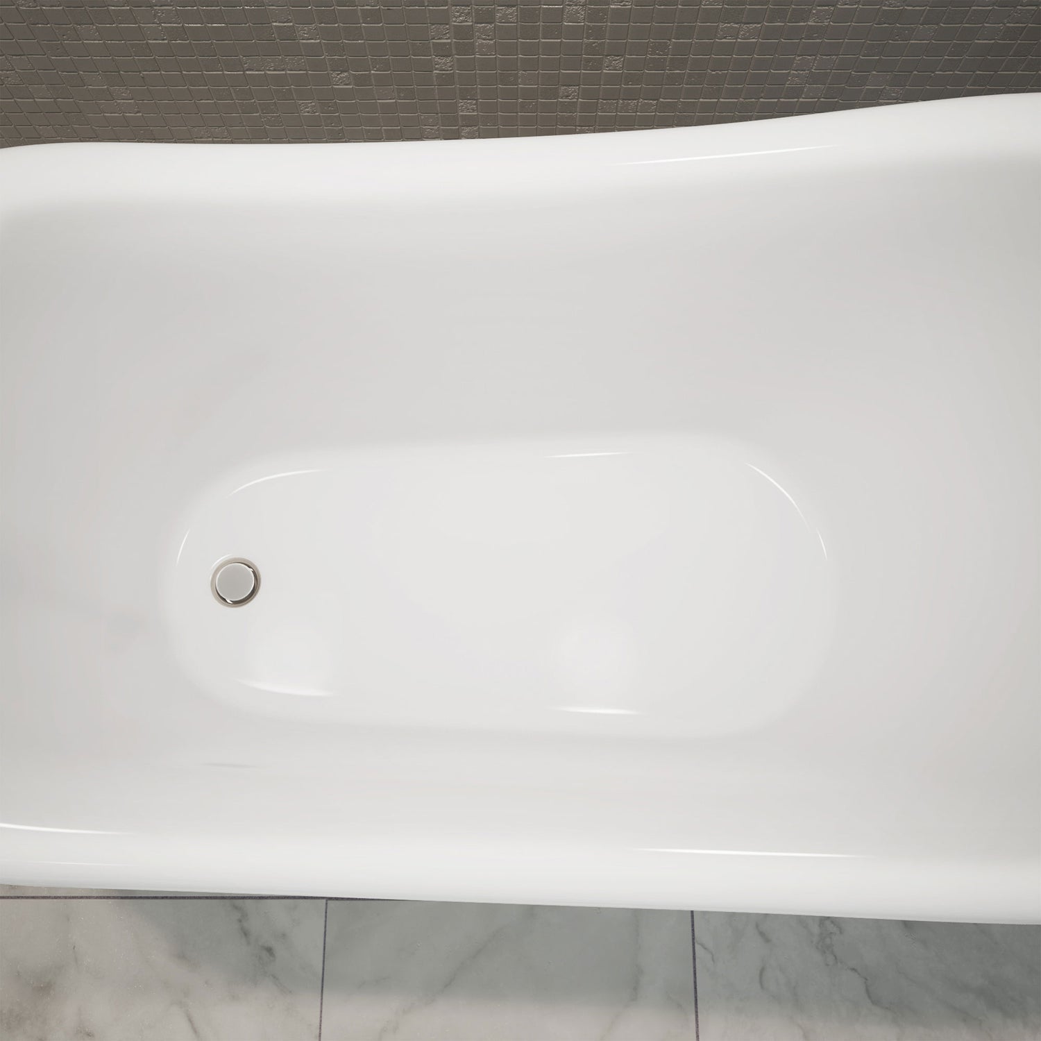 DreamLine Atlantic 61 in. L x 28 in. H Acrylic Freestanding Bathtub with Brushed Nickel Finish