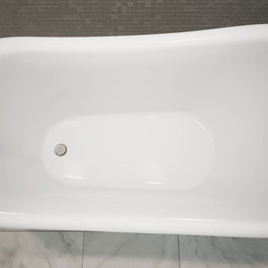 DreamLine Atlantic 61 in. L x 28 in. H Acrylic Freestanding Bathtub with Brushed Nickel Finish