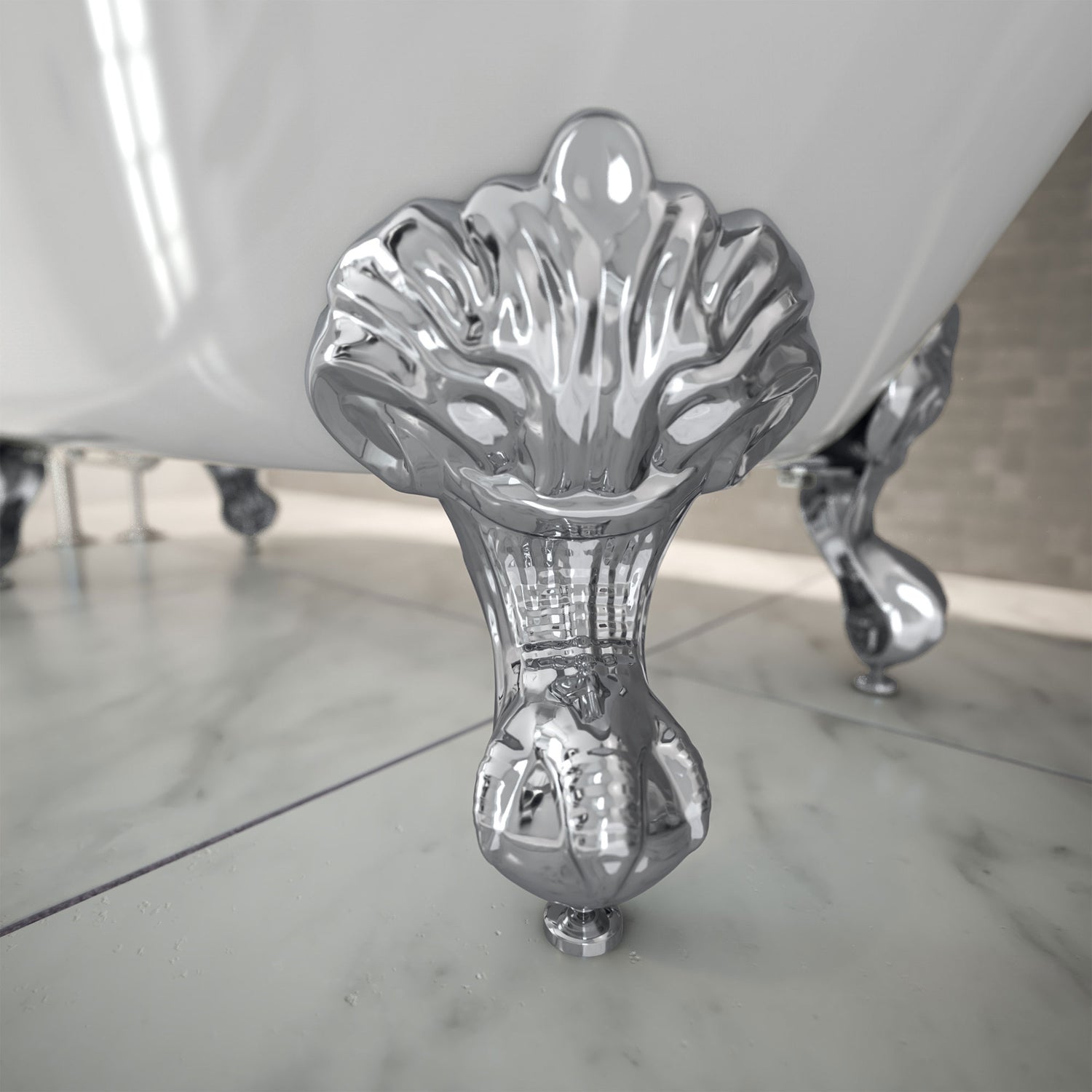 DreamLine Atlantic 61 in. L x 28 in. H Acrylic Freestanding Bathtub with Chrome Finish