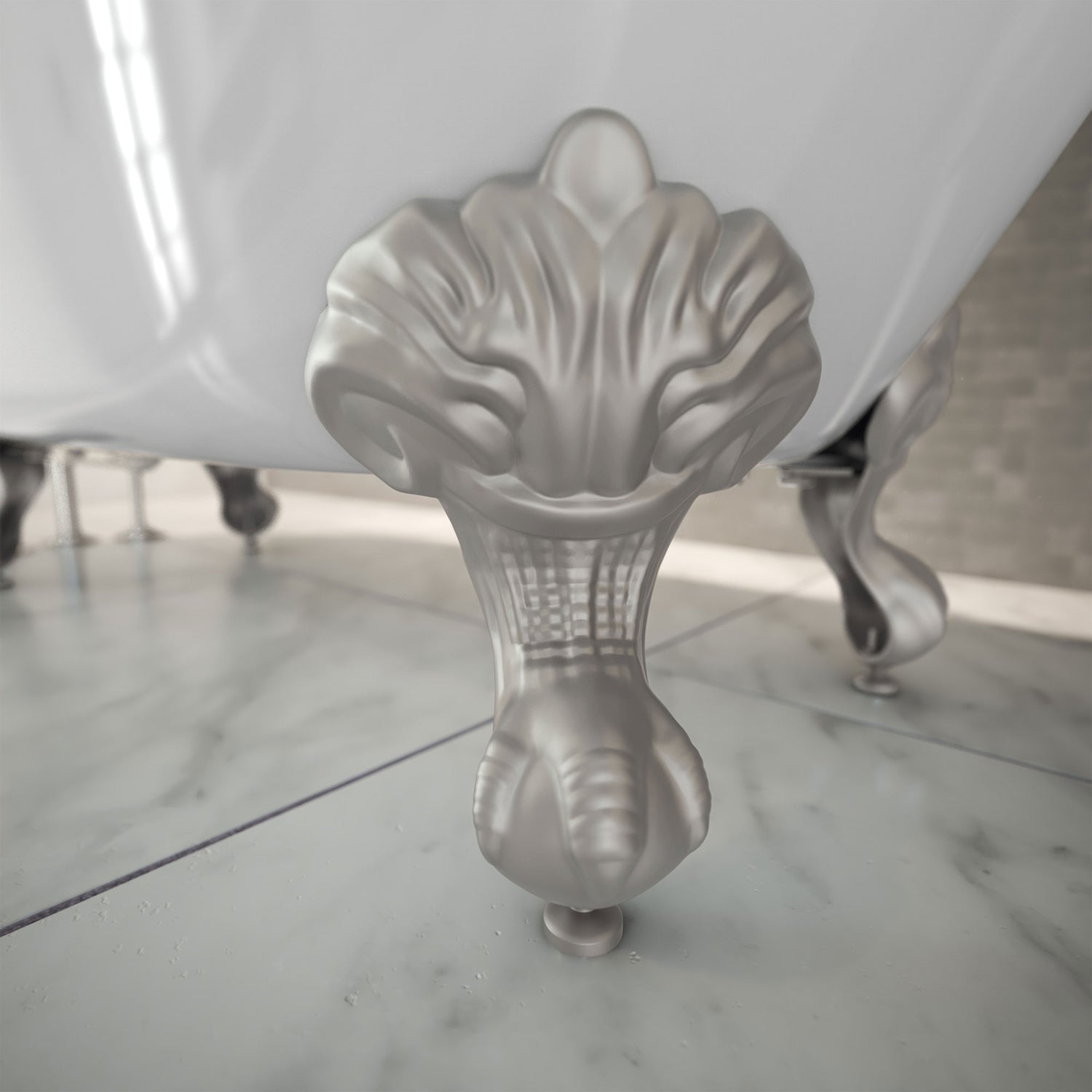 DreamLine Atlantic 61 in. L x 28 in. H Acrylic Freestanding Bathtub with Brushed Nickel Finish