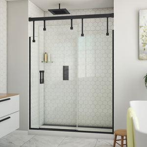 DreamLine Avenue 56-60 in. W x 79 in. H Semi-Frameless Sliding Shower Door in Satin Black