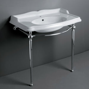 Britannia Large Rectangular Sink Console with Front Towel Bar and Single Faucet Hole Drill