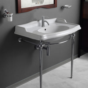 Britannia Large Rectangular Sink Console with Front Towel Bar and Single Faucet Hole Drill