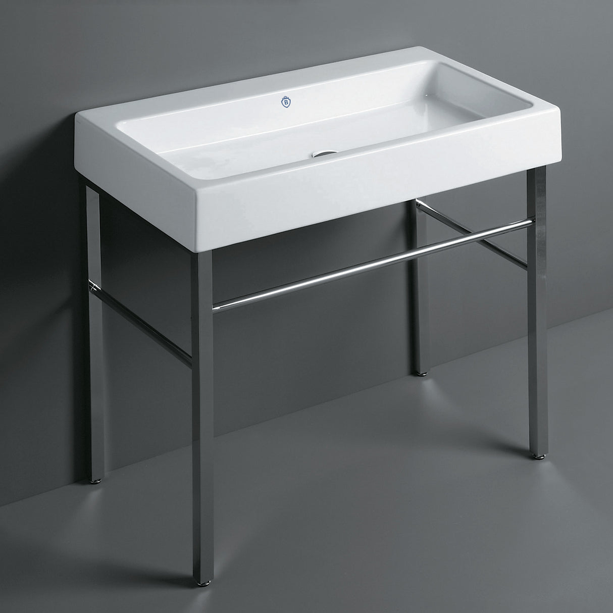 Britannia Large Rectangular Sink Console with Front towel Bar and No Hole Drill