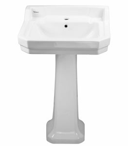 Isabella Collection Traditional Pedestal with Integrated Rectangular Bowl, Backsplash, Dual Soap Ledges, Decorative Trim and Overflow