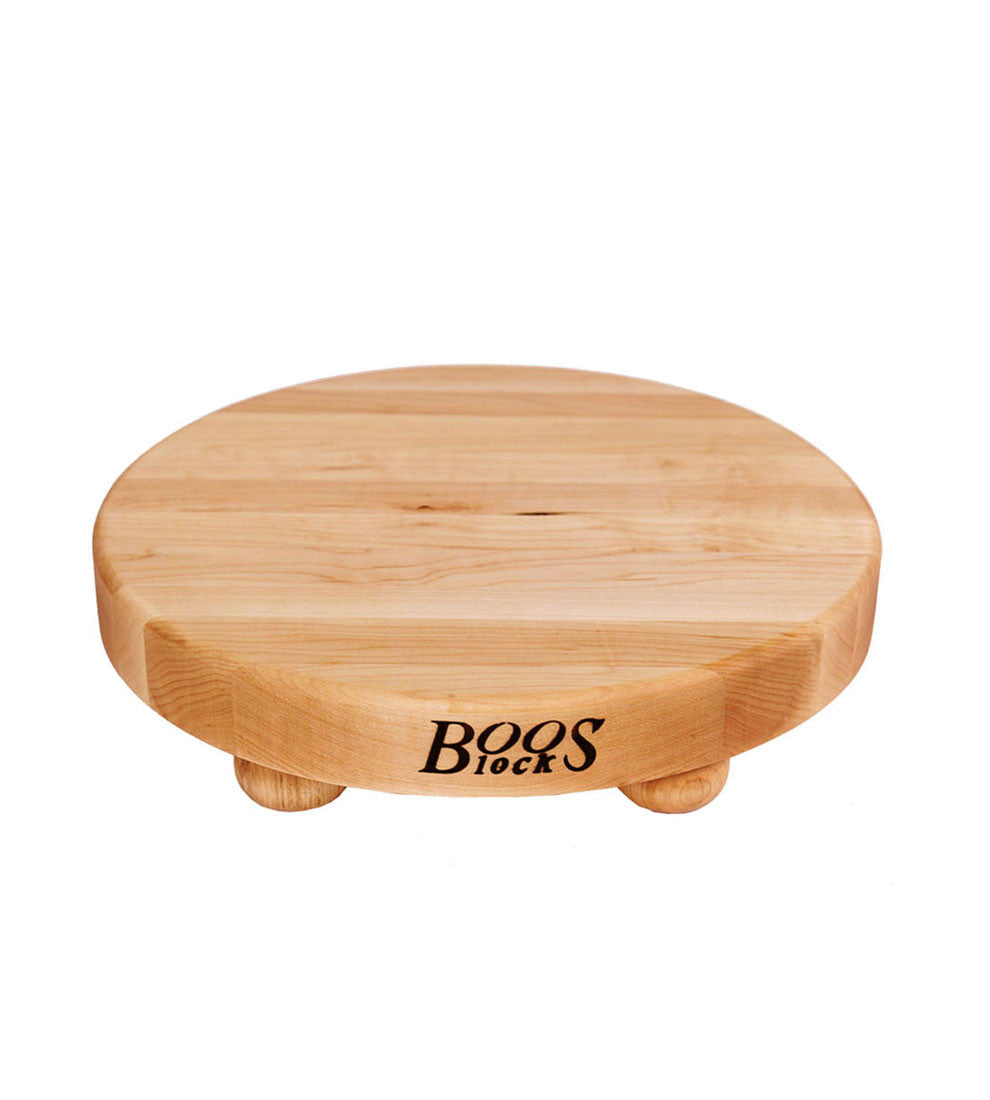 John Boos B12R Maple Wood Cutting Board for Kitchen Prep, 12 Inch in Diameter, 1.5 Thick Edge Grain Round Charcuterie Block with Wooden Bun Feet 12DIAX1.5 MPL-EDGE GR-MPL BUN FT