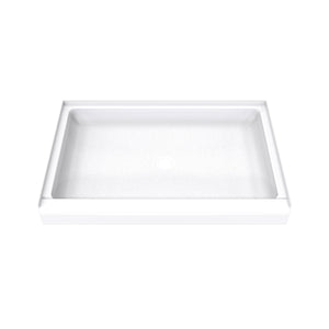 DreamLine DreamStone 32 in. D x 48 in. W Base and Wall Kit in White Modern Subway Pattern