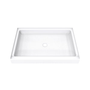 DreamLine DreamStone 34 in. D x 48 in. W x 5 1/2 in. H Center Drain Single Threshold Shower Base in White