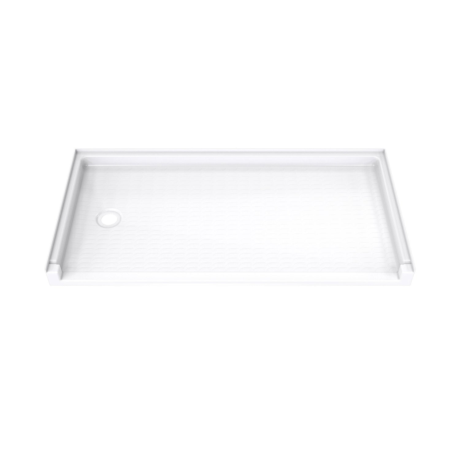 DreamLine DreamStone 30 in. D x 60 in. W x 4 3/16 in. H Left Drain Single Threshold Shower Base in White