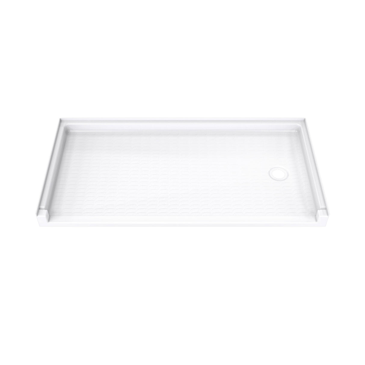 DreamLine DreamStone 30 in. D x 60 in. W x 4 3/16 in. H Right Drain Single Threshold Shower Base in White