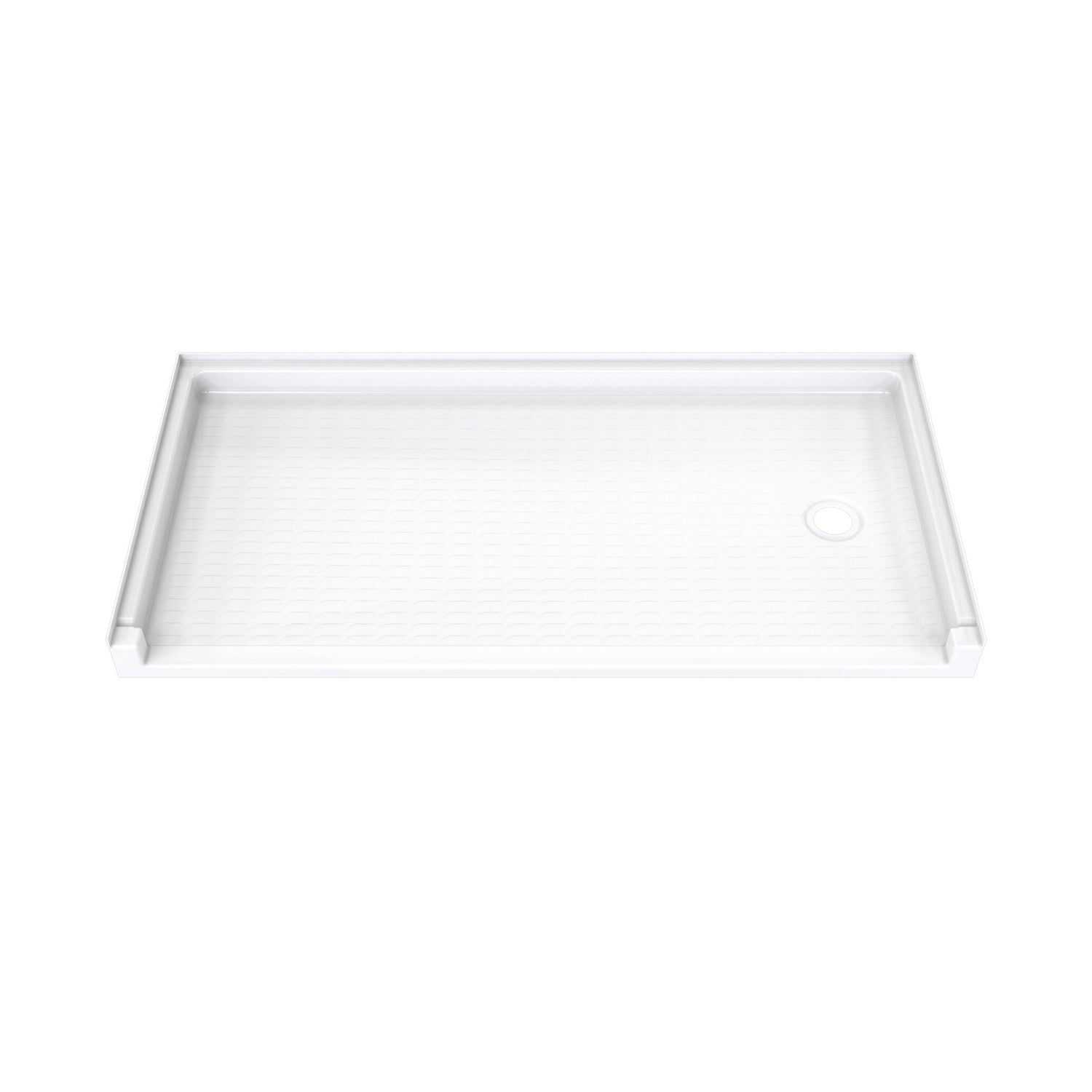 DreamLine DreamStone 30 in. D x 60 in. W x 4 3/16 in. H Right Drain Single Threshold Shower Base in White