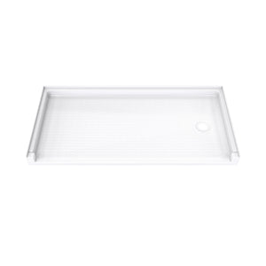 DreamLine DreamStone 30 in. D x 60 in. W x 4 3/16 in. H Right Drain Single Threshold Shower Base in White