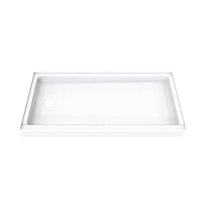 DreamLine DreamStone 32 in. D x 60 in. W x 4 5/16 in. H Left Drain Single Threshold Shower Base in White
