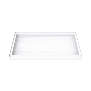 DreamLine DreamStone 32 in. D x 60 in. W Base and Wall Kit in White Modern Subway Pattern