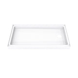 DreamLine DreamStone 32 in. D x 60 in. W x 4 5/16 in. H Right Drain Single Threshold Shower Base in White