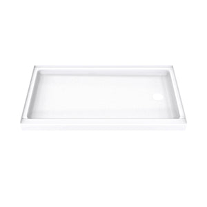 DreamLine DreamStone 32 in. D x 60 in. W x 4 5/16 in. H Right Drain Single Threshold Shower Base in White