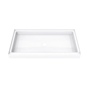 DreamLine DreamStone 32 in. D x 60 in. W x 5 1/2 in. H Center Drain Single Threshold Shower Base in White