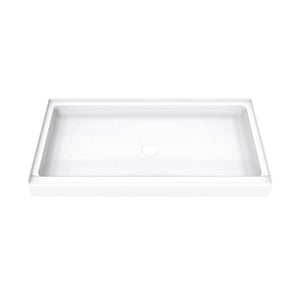DreamLine DreamStone 32 in. D x 60 in. W Base and Wall Kit in White Modern Subway Pattern
