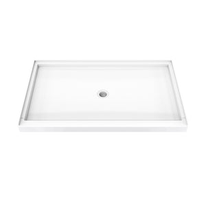 DreamLine DreamStone 36 in. D x 60 in. W Base and Wall Kit in White Traditional Subway Pattern