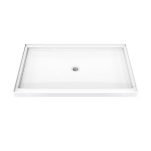 DreamLine DreamStone 36 in. D x 60 in. W x 4 in. H Center Drain Single Threshold Shower Base in White