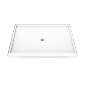 DreamLine DreamStone 42 in. D x 60 in. W x 4 in. H Center Drain Single Threshold Shower Base in White