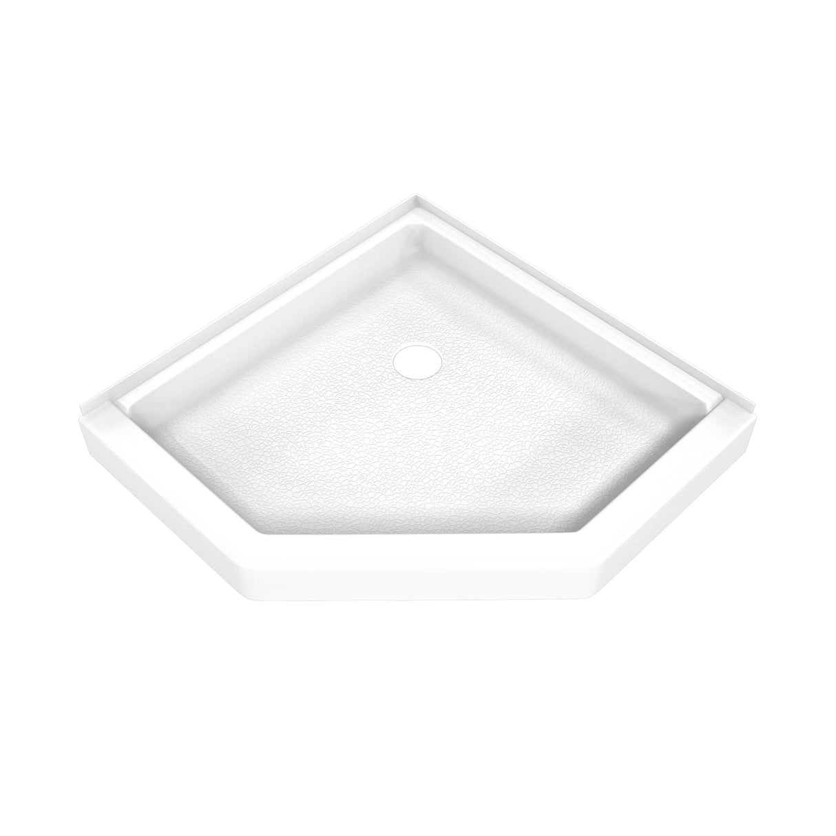 DreamLine DreamStone 38 in. D x 38 in. W x 5 1/2 in. H Corner Drain Neo-Angle Shower Base in White