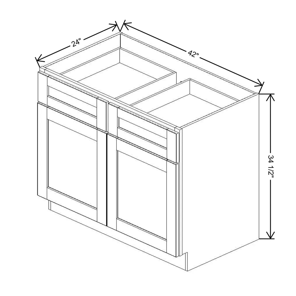 Charcoal 42" Base Cabinet with 2 Drawers and 2 Doors - J&K Cabinetry