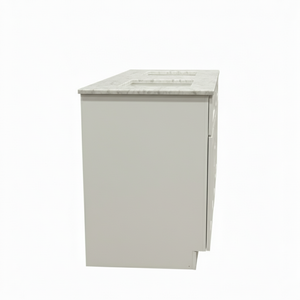 Cab-Tech 60" Double Vanity Suite – White with Custom Marble Top – Floor Model